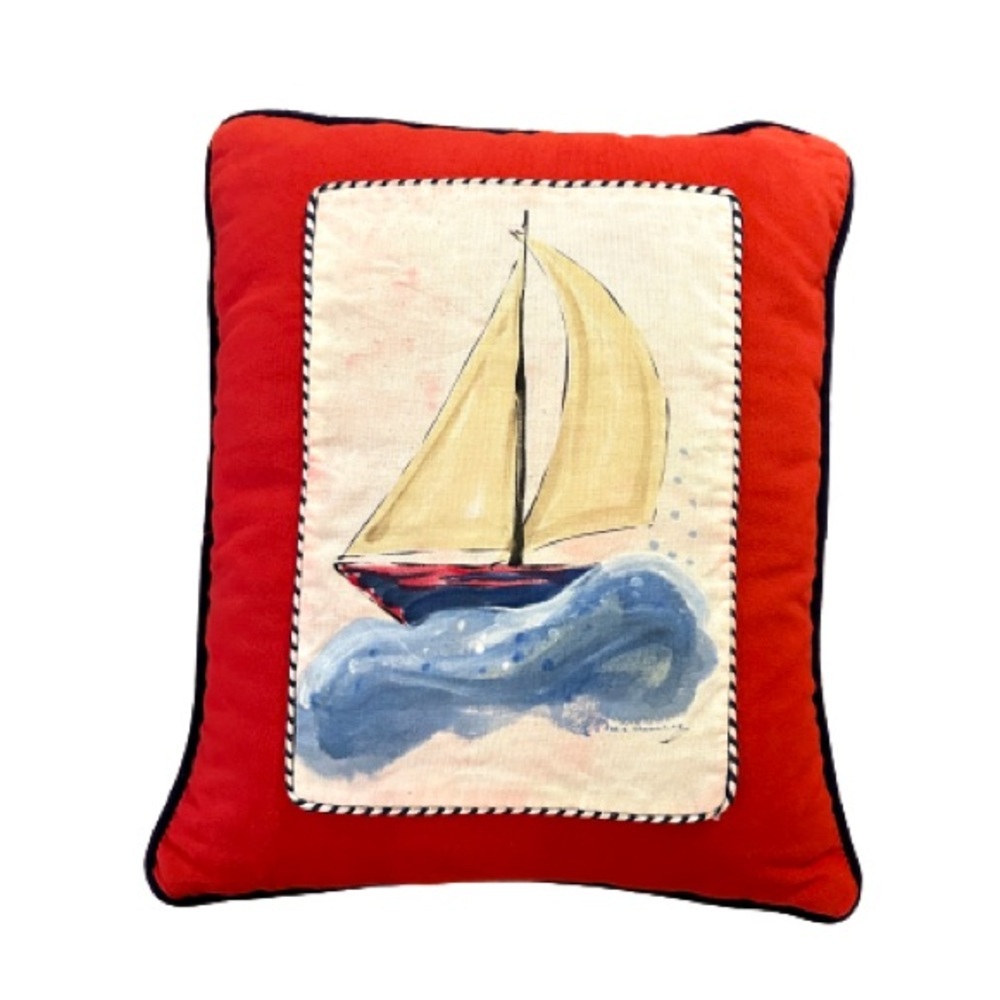 Decorative slip covered pillow with nautical theme 14” x 17”